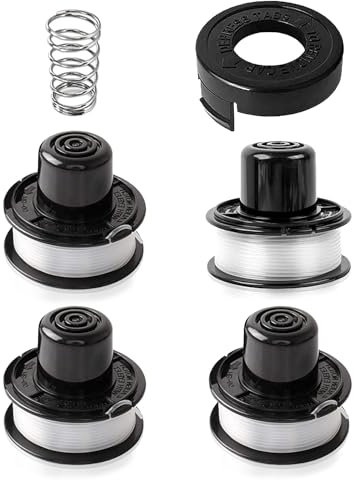 MALNDTK Bobine de fil Compatible avec BLACK+DECKER GL250/GL310/GL360,Compatible BLACK+DECKER Bobine de fil de rechange RS-136; RS-136-BKP, Couvercle 682378-02(4 bobines + 1 couvercle + 1 ressort)