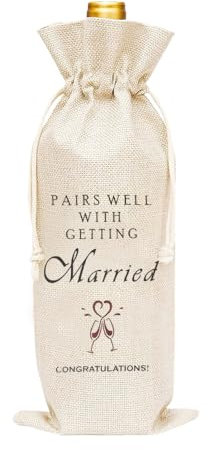 Wedding Gifts for Bride and Groom Pairs Well with Getting Married Wine Gift Bag for Best Friend Wine Lover Gifts for Newly Wed Couple Bachelorette Party Gifts Just Married Wine Gift Bag