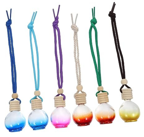 HOLIDYOYO 6Stücke Auto Duftspender Leere Glasflasche Für Ätherische Öle Aromatherapie Hängend Für Auto Van Lkw Perfektes Für Autofans Und Freunde