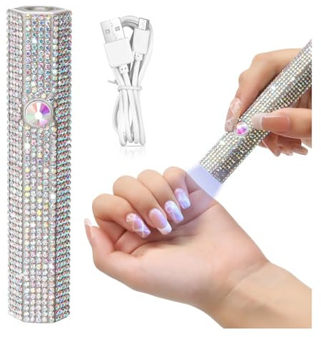 HEALBYBLE Mini lámpara de uñas UV LED de Mano con Diamantes, secador de uñas portátil,Geles Que curan Todo