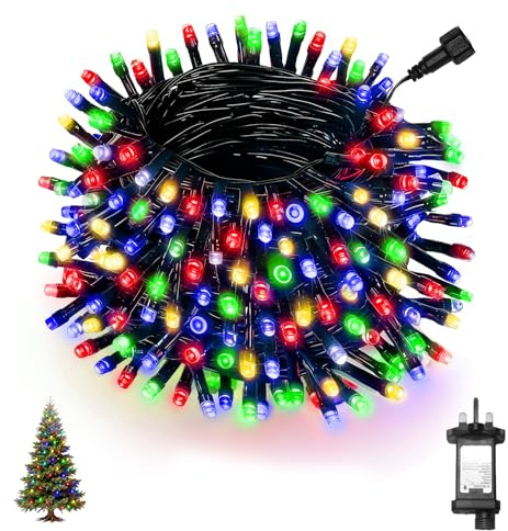 Dankeled Christmas Tree Lights, 25M 200 LED Fairy Lights Plug in with Timer/8 Modes/Memory Function, Waterproof Christmas String Lights for Outdoor Indoor, Garden Xmas Decorations, Multicolor