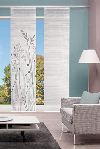 Vision S halbtransparenter Schiebevorhang GRASIL, in Bambus-Optik, digitalbedruckt, Seiten lasergeschnitten, Farbe: grau, Größe: 245 x 60 cm, Anzahl:1x