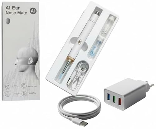 VisuClean Pro 2-in-1 Ohrkamera und Nasenhaarschneider, Ohrpflege-Kamera mit LED-Licht, App-Livebild und Nasenhaar-Aufsatz, Schwarz