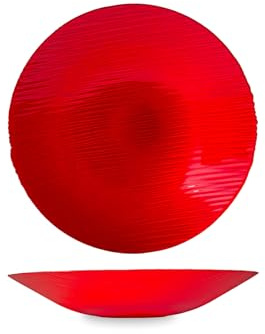 H&H Centrotavola Silk in Vetro Effetto Seta Colore Rosso - Diametro 40 cm, Elegante e Raffinato, Ottima Idea Regalo