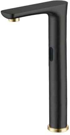 XJTNLB Grifo Sensor Automatico Negro y Dorado Grifo Lavabo Acero Inoxidable Griferia Baño Alto Agua Fría y Caliente