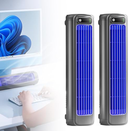 2026 Upgrade Portable Air conditioner, Cooling Fan with 3 Speeds & LEDTouch Screen, USB Charging AirConditioner for Bedroom Desktop Home Room Office (Gray*2)