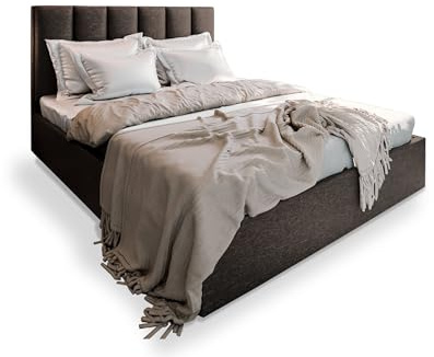 Masseno Polsterbett Lure 200x200 cm, Doppelbett, Bettkasten, Stauraum, Lattenrost Und Kopfteil - Braun, SAWANA 16