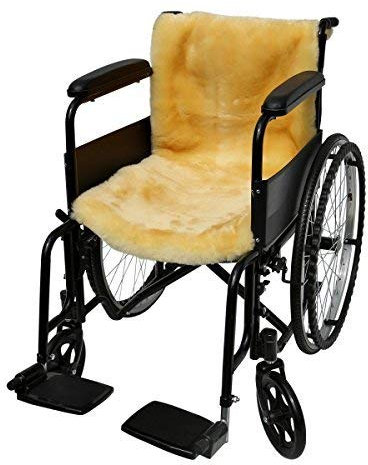 Lammfell - ROLLSTUHL Auflage echtes kuscheliges Merino Fell 85 x 45 cm Farbe Gold/Gelb