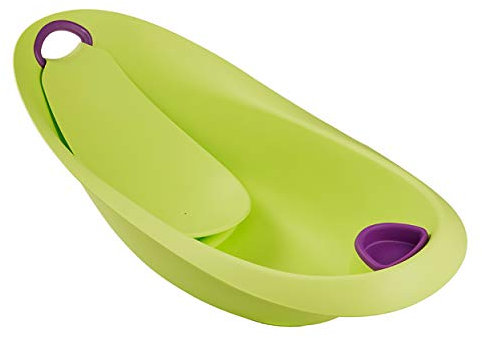 keeeper Hippo Ergonomische Babywanne mit Softgriff, Stöpsel und anatomisch geformten Badesitz, Ab 0 bis ca. 6 Monate, Natalia, Grün