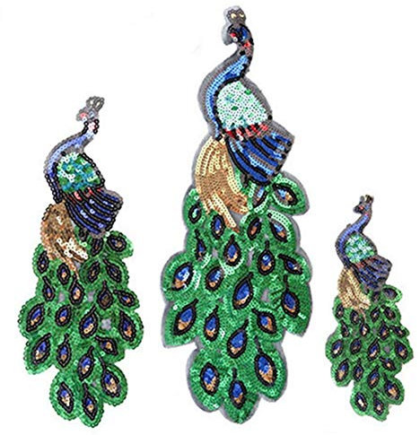 Egurs Glitzer Pfau Aufnäher Patches Applikation M=32 * 12cm