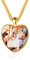 Custom4U Herz Foto Anhänger mit Bildgravur und Wunschgravur Halskette mit Glasschicht Damen Herren Halskette mit Bilder Anhänger mit Eingravierten Namen in Gold mit 55cm+5cm Kette für Memorial