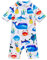 BONVERANO Baby Junge EIN stück Kurzärmel-Kleidung UV-Schutz 50+ Badeanzug MIT Einem Reißverschluss (Weißes Tier, 3-6)