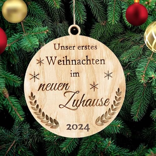 Unser Erstes Weihnachten in neuen Zuhause Weihnachtsbaumschmuck Weihnachtsdeko aus Holz Weihnachtsbaum Deko Weihnachtsdekoration Ornament Holz Christbaumschmuck
