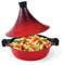 Scheffler Tajine - Pentola tagine marocchina 28 cm, rivestimento antiaderente in alluminio con cono (28 cm, rosso)