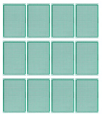 sourcing map 12 Stück PCB Board Einseitige Leiterplatten für Prototyping von Gedruckten Schaltungen Durchkontaktierte Löcher für DIY Löt Elektronikprojekte 80mmx120mm