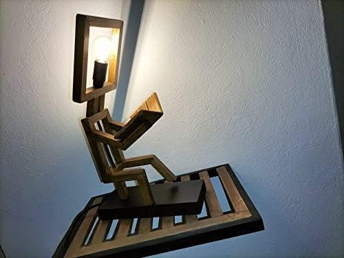 Lampe de bureau petit Bonhomme en bois, lampe de table en bois, lampe à poser en bois, lampe à pieds, lampe de chevet, lampe contemporaine