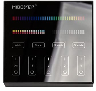 Mi-Light MiBoxer - Smart Touch Wandsteuerung - RGB+CCT - 4 Zonen - Matt Schwarz