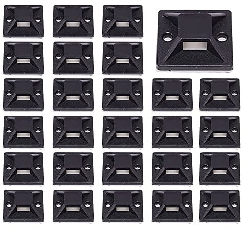 YUANHONGJIAN 100 Pcs Cable Ties Adhesive Mounts Protective Cable Self Adhesive Wire Tie Base Holders Adhesive Fixing Base Holders for Home Office Workshop