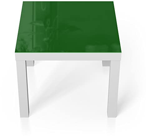 DEQORI Glastisch | weiß klein 55x55 cm | Unifarben - Dunkelgrün | ausgefallener Beistelltisch aus Glas | Hochglanz Couchtisch fürs Wohnzimmer | moderner Couch Tisch mit Design