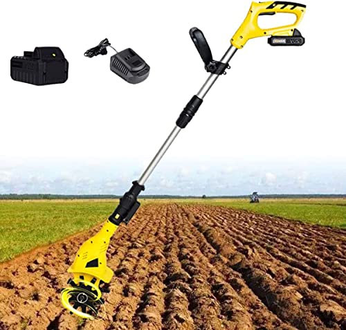 GEJLELDS 20V Cordless Electric Scarifier Handheld Rotavator Portable Electric Tiller with Rechargeable Battery, 16cm Working Depth, for Gardens, Vegetable Plots, Greenhouses