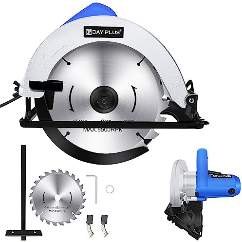 Circular Wood Saw 900W Electric Circular Saw 5500RPM Corded Circular Saw with 185mm Saw Blade for Woodworking, Electric Saws to Cut Wood/Logs/Metal/Plastic, 0°-45° Bevel Cutting, 55mm Cutting Depth
