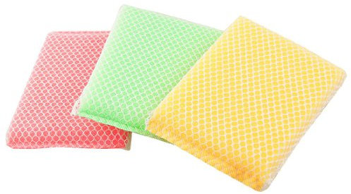 ANSO 3 unidades de platos de cocina, zapateros, estropajos, almohadillas de limpieza, color rojo, amarillo y verde