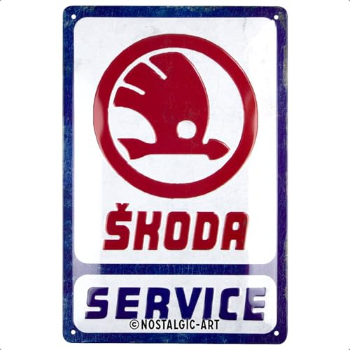 Nostalgic-Art Retro Blechschild, 20 x 30 cm, Skoda – Service – Geschenk-Idee für Skoda-Zubehör Fans, Original Lizenzprodukt (OLP), aus Metall, Vintage Design, Blechschilder Sprüche