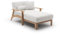 Cavadore Longchair Billan / Freistehende Recamiere im skandinavischen Design mit Bett und massivem Holzgestell in Buche / 109 x 88 x 185 / Mikrofaser, Weiß
