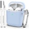 MHYALUDO Kompatibel mit Airpods Hülle Case (2016/2019), weiche Silikon-Schutzhülle für Airpods 2 mit sichtbarer LED auf der Vorderseite, mit Reinigungsset,Himmelblau
