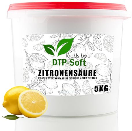 Premium Zitronensäure pulver im Eimer | Zitronensäure im Eimer | Zitronensäure Pulver für den Lebensmittelkontakt E330 TOP (5kg)