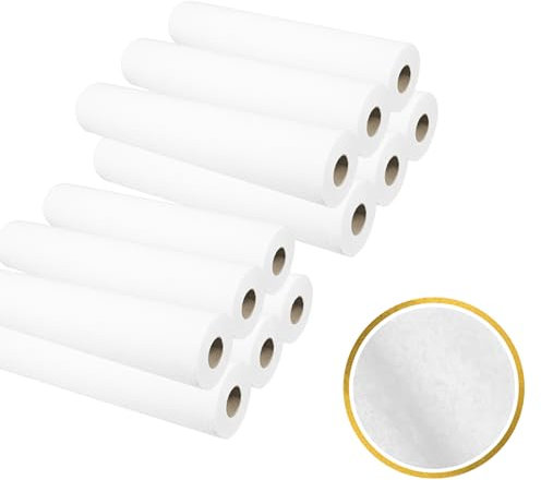 DSTOCK60 - Lot de 12 rouleaux de draps d'examens médicaux pure ouate lisse - laize 50 cm - SANS PRÉDÉCOUPE merci d'en tenir compte dans les commentaires - Résistant et absorbant