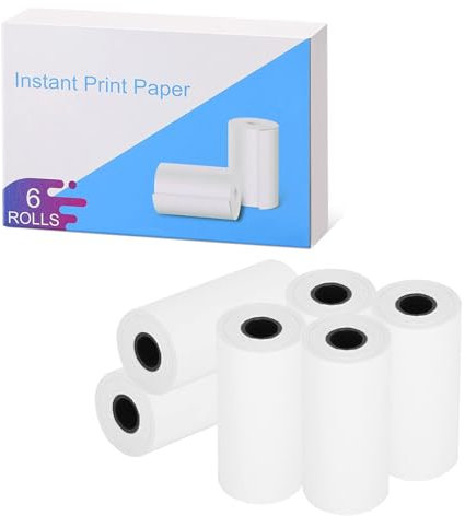 CalineGam 6 Rollos de Papel de Impresión para Cámaras Infantiles, Papel Térmico de Impresión Instantánea para Mayoría de Cámaras Instantáneas de Niños (2,16 pulgadas x 1,1 pulgadas)