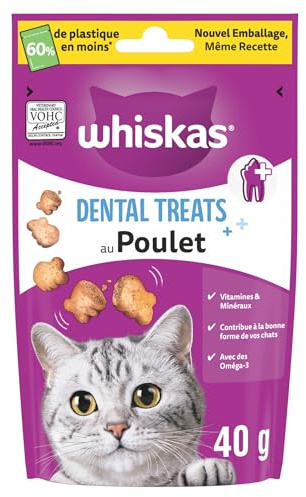 Whiskas Contrôle du Tartre Poulet Friandises pour Chats 40g Lot de 6