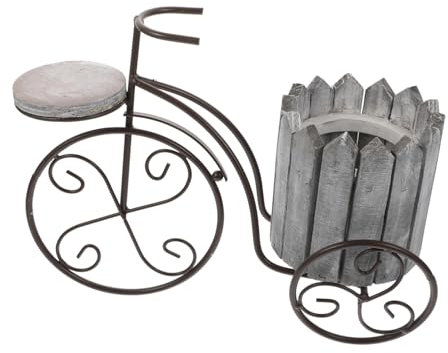 ANDRESLAD Bicycle Basket Cart Stand Stand Balcony Pot Holder Bike Planter for Garden Plant Stand Bike Plant Pot Rack Mini Plant Stand Indoor Bike Mini Pot Wood