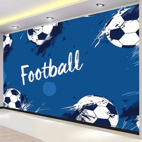 Mural Wallpaper Soccer Blue Sports Theme Wall Murals for Bedrooms Living Room Children Nursery Wall Mural Art Decor Wall Decoration Paper Poster 78 (W) x 55 inch (H)
