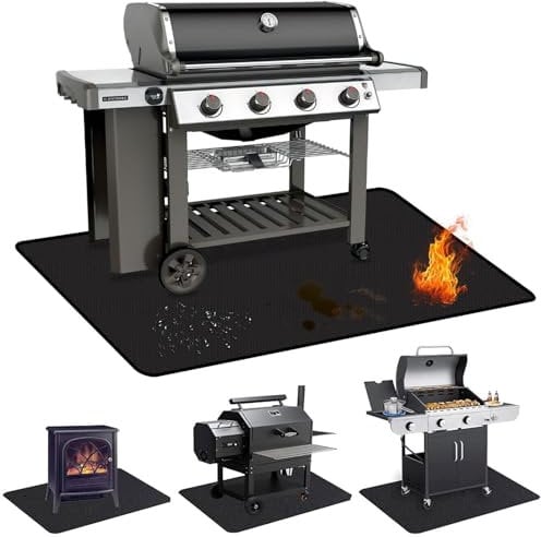 TOPCHANCES Tapis Barbecue Sol Exterieur,122x76cm Tapis Anti Feu D'extérieur Tapis de Gril Anti Feu BBQ Tapis Réutilisable Facile à Nettoyer Étanche Tapis de Foyer,Convient à Tous les Grils