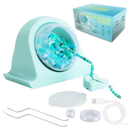 Mumuve Automatic Clay Bead Spinner Bowl with Thread Beading Tool Bead Easy to Use Beads Stringing Machine