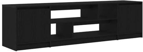 vidaXL TV-Schrank Schwarz Eiche-Optik 188,5x41x50 cm Holzwerkstoff, TV-Ständer, TV-Lowboard, TV-Tisch, TV-Sideboard, TV-Möbel, Fernsehschrank