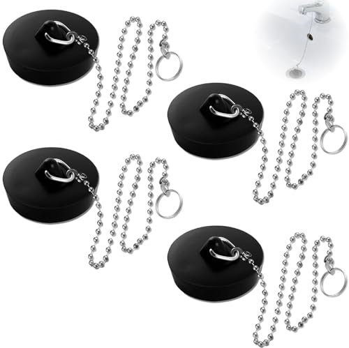 4 tapones de drenaje, tapones para fregadero, lavabo, fregadero, tapón de desagüe, tapón de goma, para bañera, cocina, baño