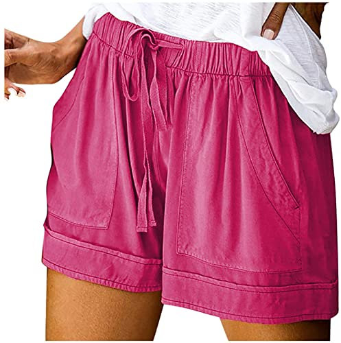 Qixiu Kurze Hose Damen, Radlerhose Damen mit Tasche, Gym Shorts Damen, Shorts Damen Sommer, Sport Shorts Damen, Hotpants Damen, Damen Hosen Sommer, musselin Shorts Damen, knielange Hosen Damen
