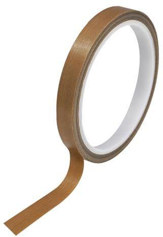 Misuyue 13mm Teflonband Gewindedichtband, Hitzebeständiges bis 300℃, Teflon Klebeband PTFE Glasgewebeband 10m/32.8ft für Vakuumiermaschine Impulsversiegeler (Braun)