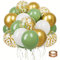ENLACE 60 Stück Luftballons Grün Weiß Gold, Retro Salbei Luftballons Set, Olive Grün Latex Ballons mit 2 Rollen Goldener Band, für Hochzeit Taufe Deko Geburtstag Party Dekoration