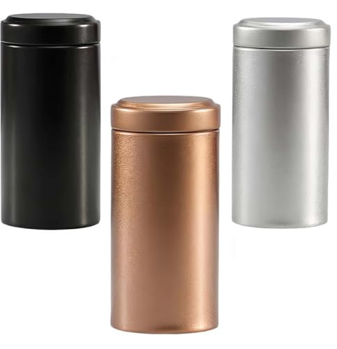 HUAZEXINX 3 Pcs Aluminium Smell Proof Jar Storage – Multipurpose Portable Mini Airtight Metal Traveling Container for Sugar Spices Coffee Teas(93 * 45mm)