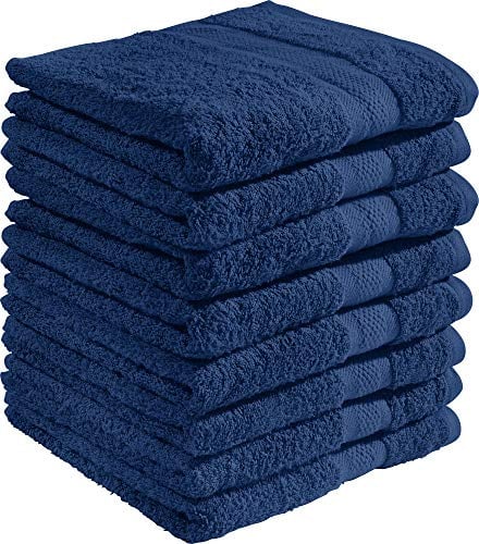 REDBEST Duschtuchset, Frottierset 8er-Pack Chicago dunkelblau Größe 70x140 cm - saugstark, strapazierfähig, ideal für Reisen, Sport (weitere Farben)