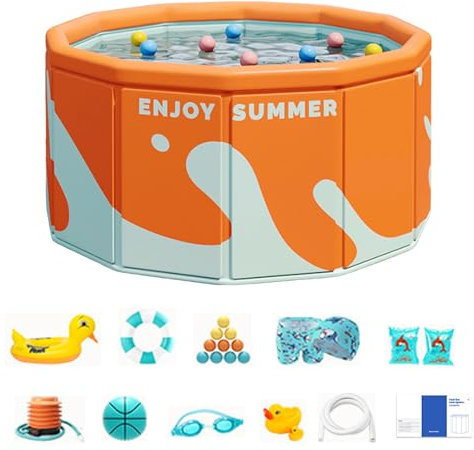 Piscine Non Gonflable Pliable, Piscine Extérieure, Piscines Hors Sol Non Gonflable, Piscines Familiale Non Gonflables, pour Garçons, Filles, Adultes, Familles, Animaux De Compagnie