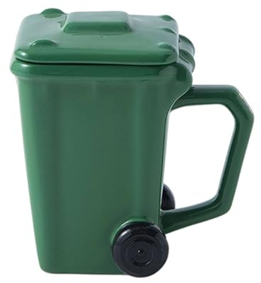 Wheelie Bin Mug,bin Man Gifts,Novelty Bins,Wheelie Bins Funny Mugs with a Lid,400mL Trash Can Shaped Ceramic Coffee Cup,Design-Led Personalised Mug Novelty Gifts for Home & Office