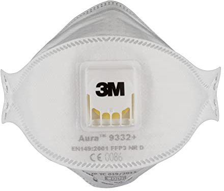 3M Aura Insulation and Hardwood Respirator 9332+, FFP3, valved, 10/PK