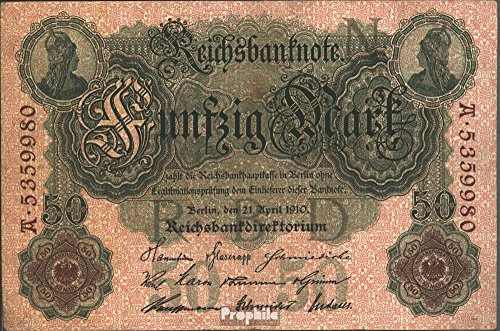 Prophila Collection Geldschein Deutsches Reich Rosenbg: 42 gebraucht (III) 1910 50 Mark (Banknoten für Sammler - kein Zahlungsmittel)