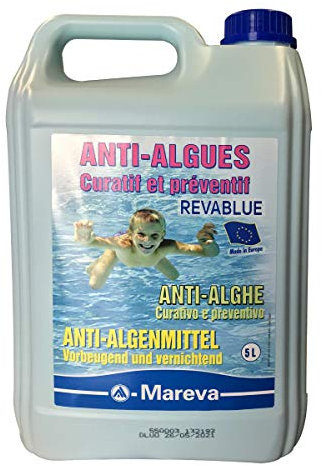Alghicida RevaBlue Antialghe Azzurrante trattamento Pulizia Acqua Piscina 5 litri Mareva