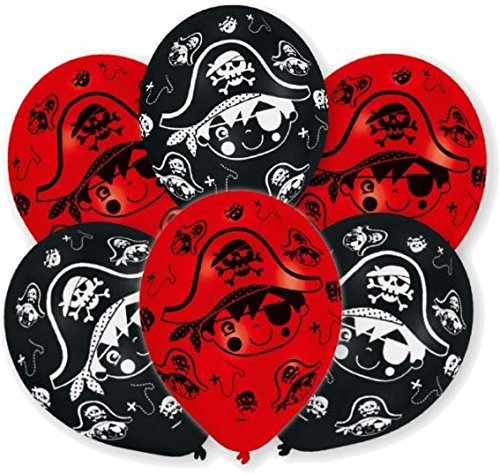 amscan 6 Luftballons * Piraten * in METALLIC-Look für den Kindergeburtstag oder Party // mit 85cm Umfang // Luftballon Ballons Deko Motto Kinderparty Pirates Totenkopf Skull Kinderpiraten